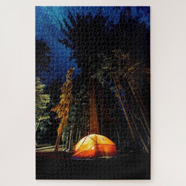 Quebra-cabeça Tenda de Floresta de Acampamento Pinheiros Altos E (Vertical)