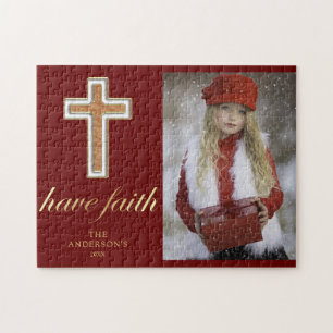 Quebra-cabeça Tenha Fé Cruz Religiosa Foto de Natal