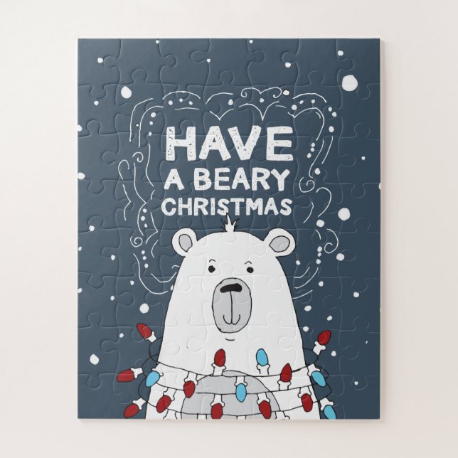 Quebra-cabeça Tenha uma ilustração do Urso Polar de Natal Beary (Vertical)