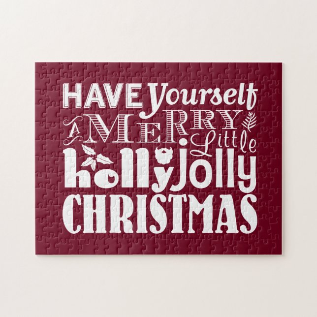 Quebra-cabeça Tenha você mesmo um Natal alegre do azevinho (Horizontal)