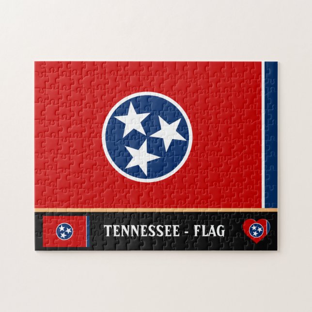 Quebra-cabeça Tennessee Flag e Tennessee State USA/América (Horizontal)