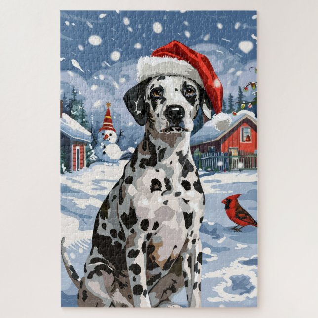 Quebra-cabeça Terra de Encantamento de Inverno Dalmatiano Natal (Vertical)