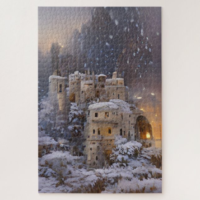 Quebra-cabeça Terra de inverno, Castelo de Neve, Pintura do Cast (Vertical)