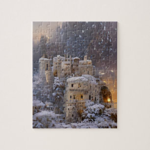 Quebra-cabeça Terra de inverno, Castelo de Neve, Pintura do Cast