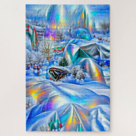 Quebra-cabeça Terra Maravilha Surreal de inverno com Luzes Iride