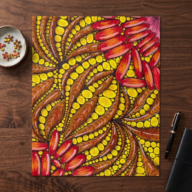Quebra-cabeça Terra Quente Abstrata Botânica Mindfulness (Criador carregado)