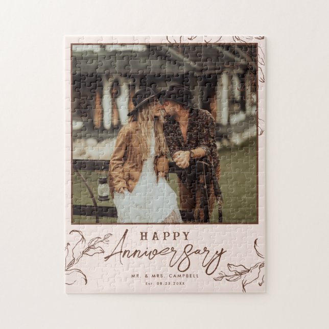 Quebra-cabeça Terracota | Feliz Aniversário de Casamento Sr. e S (Vertical)