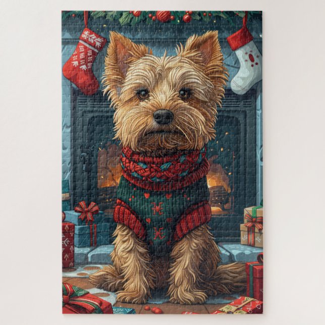 Quebra-cabeça Terrier Australiano com Presentes de Natal na Lare (Vertical)