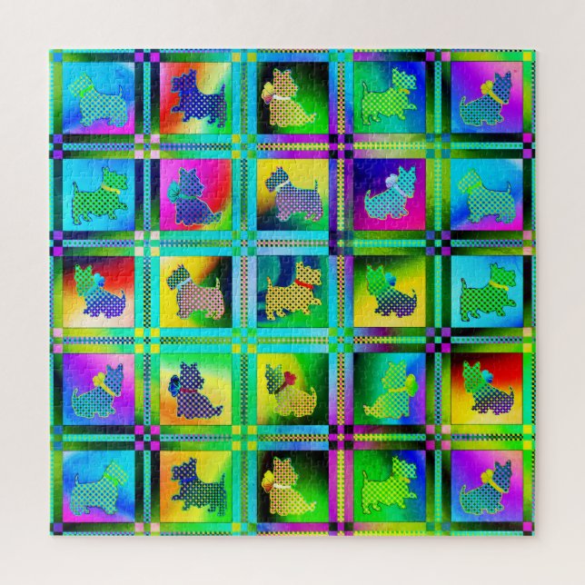 Quebra-cabeça Terrier Silhouettes em um padrão de quadro de veri (Vertical)