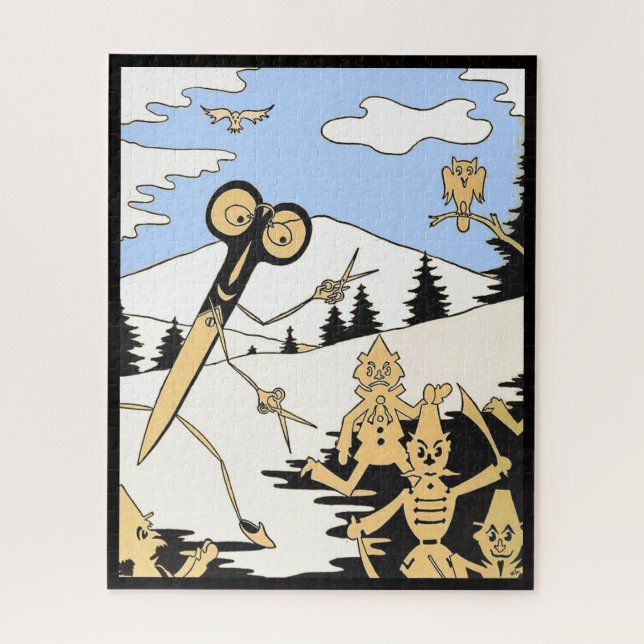 Quebra-cabeça tesoura assassina impressão (Vertical)