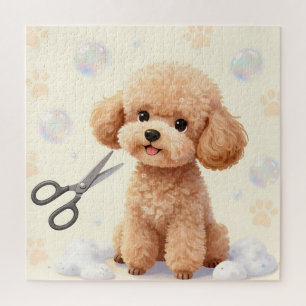 Quebra-cabeça Tesoura de Aparar Bolhas de Cachorro Poodle Fofa