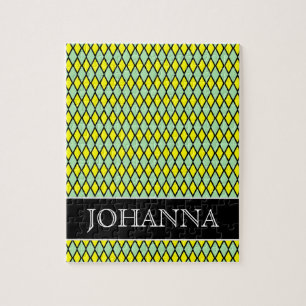 Quebra-cabeça Teste padrão amarelo e verde da forma do diamante