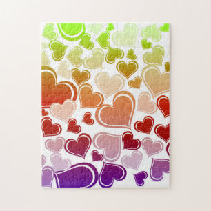 Quebra-cabeça Teste padrão brilhante Funky dos corações