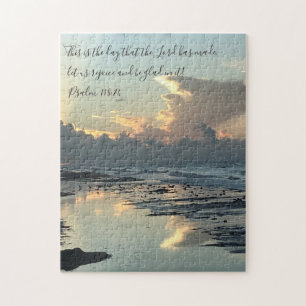 Quebra-cabeça Texas Beach Sunrise, Verse do Salm 118:24