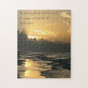 Quebra-cabeça Texas Beach Sunrise, Verse do Salm 118:24