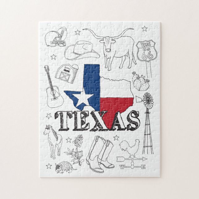 Quebra-cabeça Texas Illustration Doodles do Texas Pattern (Vertical)