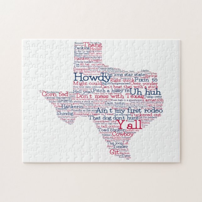 Quebra-cabeça Texas USA Slang Word Art Map Jigsaw Puzzle (Horizontal)