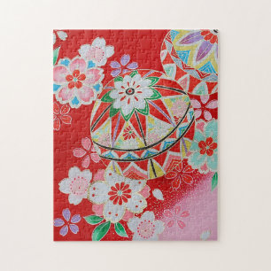 Quebra-cabeça Têxtil KIMONO Japonês, Padrão Floral