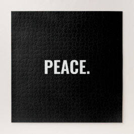 Quebra-cabeça Texto branco e preto da paz minimalista contra a g