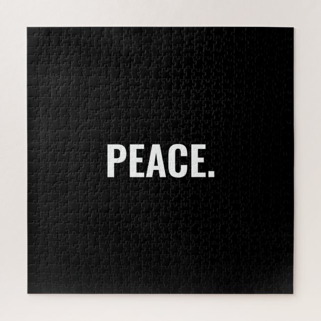 Quebra-cabeça Texto branco e preto da paz minimalista contra a g (Vertical)