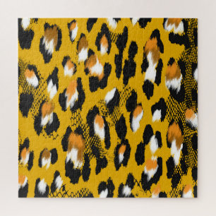 Quebra-cabeça Texto do Leopardo Fundo de Impressão de Animais