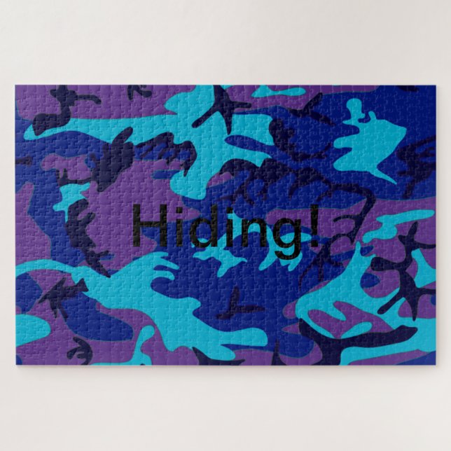 Quebra-cabeça Texto Oculto Camuflagem Azul Escuro Roxo (Horizontal)