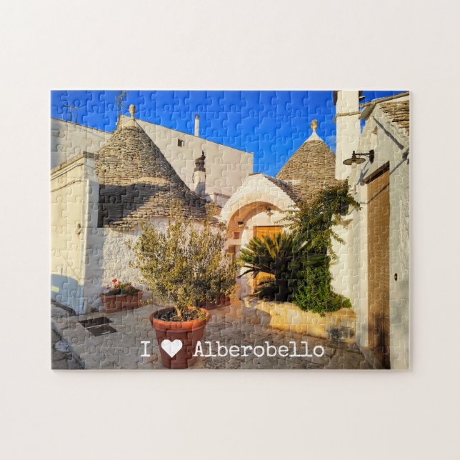Quebra-cabeça Texto personalizado, adorável cidade de Alberobell (Horizontal)