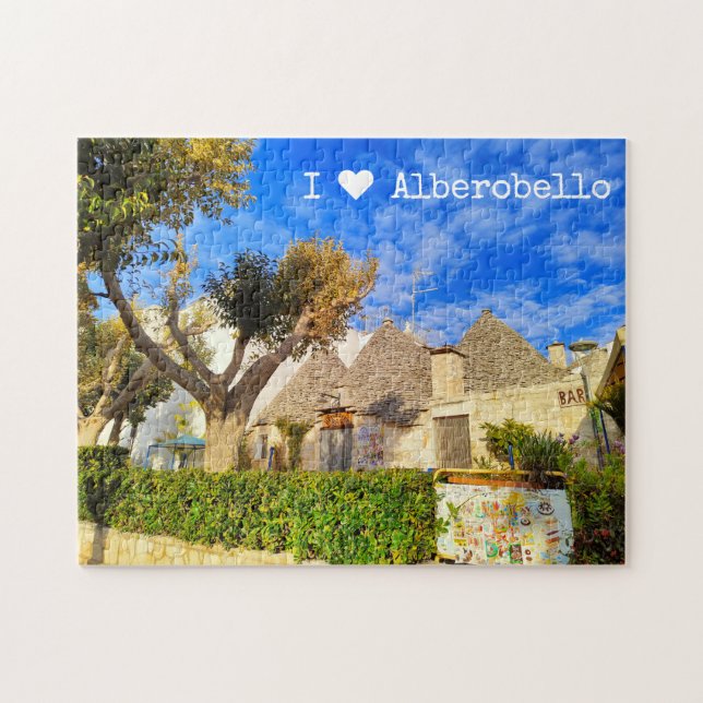 Quebra-cabeça Texto personalizado, bela vista de Alberobello, Ap (Horizontal)