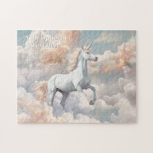 Quebra-cabeça Texto Personalizado Belo Unicórnio (Horizontal)