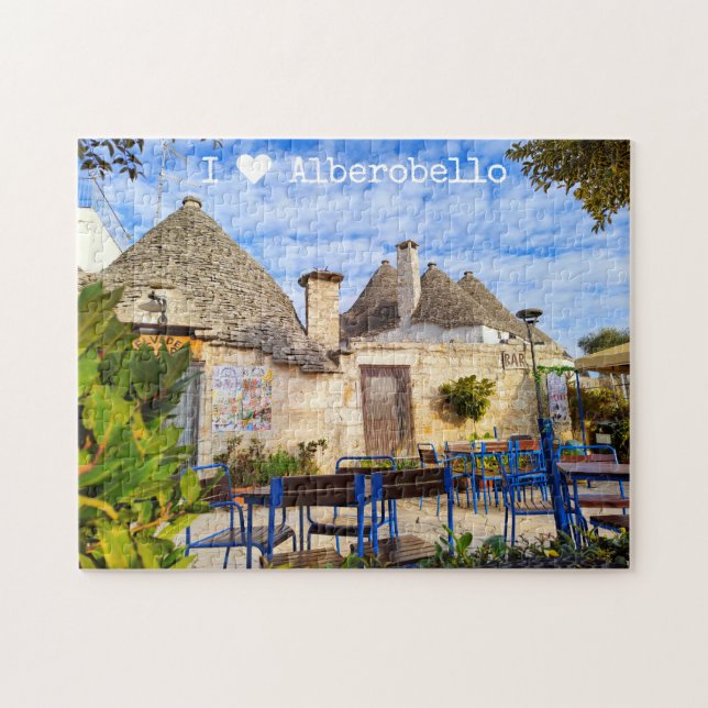 Quebra-cabeça Texto personalizado, casas de trulli, Alberobello, (Horizontal)