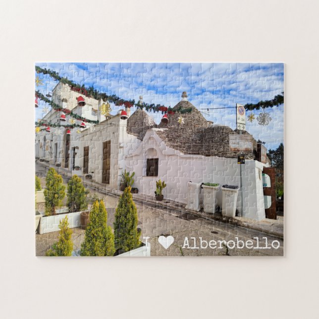 Quebra-cabeça Texto personalizado, casas trulli em Alberobello (Horizontal)