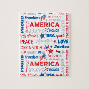 Quebra-cabeça Texto Personalizado das Palavras Americanas de 4 d