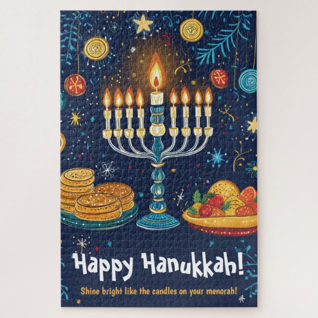 Quebra-cabeça Texto personalizado de Hanukkah feliz (Vertical)