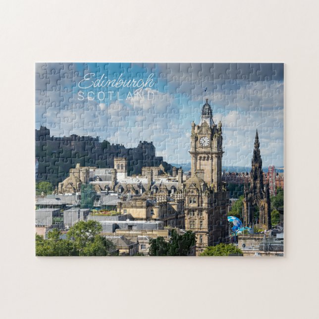 Quebra-cabeça Texto Personalizado Edimburgo Escócia (Horizontal)