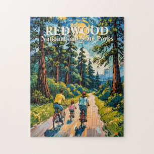 Quebra-cabeça Texto Personalizado Floresta de Redwood Família Ci