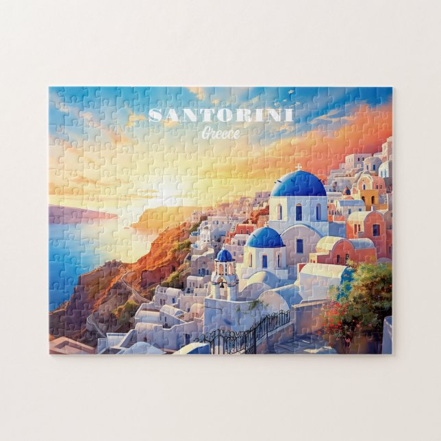 Quebra-cabeça Texto personalizado Grécia Santorini Sunset (Horizontal)
