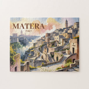Quebra-cabeça Texto Personalizado Matera Itália Viagem Sassi di