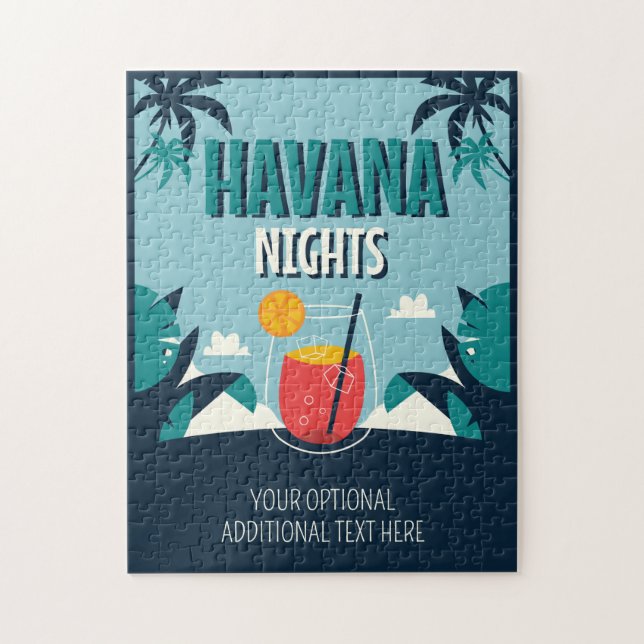 Quebra-cabeça Texto Personalizado "Noites de Havana" (Vertical)