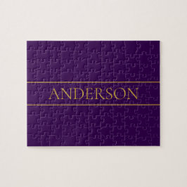 Quebra-cabeça Texto Personalizável Elegante | Dourado e profundo