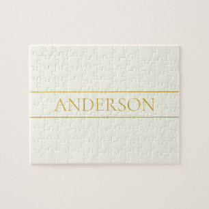 Quebra-cabeça Texto Personalizável Elegante Simples Branco Dou