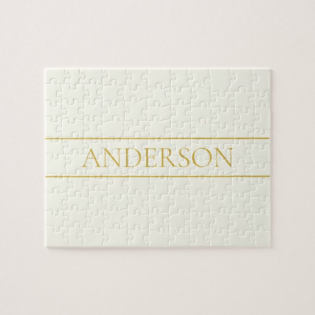 Quebra-cabeça Texto Personalizável Elegante Simples | Branco Dou (Horizontal)