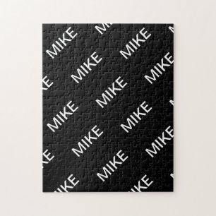 Quebra-cabeça Texto personalizável   Preto e Branco Moderno Negr