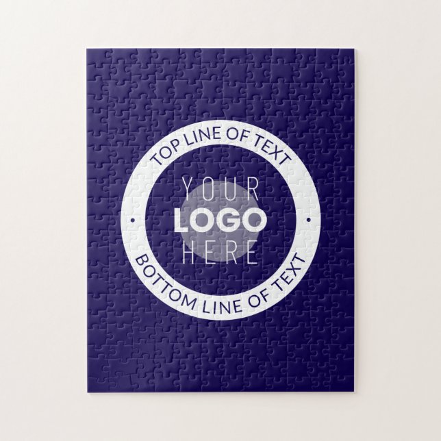 Quebra-cabeça Texto Personalizável & Seu Logotipo | Azul Escuro  (Vertical)