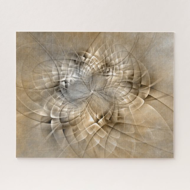 Quebra-cabeça Textura de Arte Fractal Moderno Abstrato Tons Terr (Horizontal)