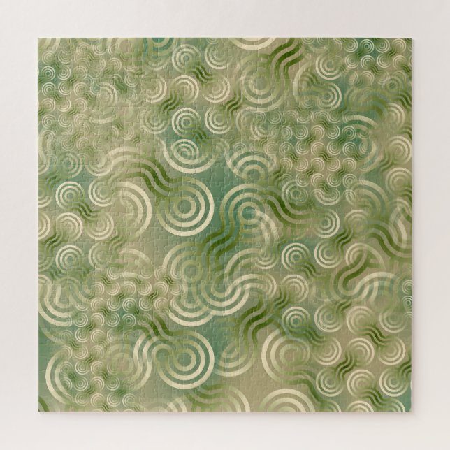 Quebra-cabeça Textura Geométrica de Entangência Verde (Vertical)