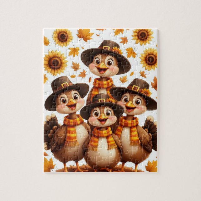 Quebra-cabeça Thanksgiving Turkey Family Puzzle – Cute Fall Gift (Vertical)