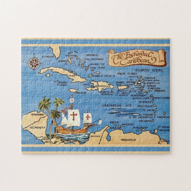 Quebra-cabeça The Caribbean Map 11x14 Jigsaw Puzzle (Horizontal)