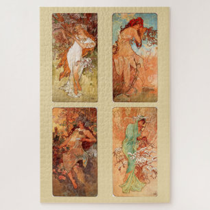 Quebra-cabeça The Four Seasons 1896: An Art Nouveau de Mucha