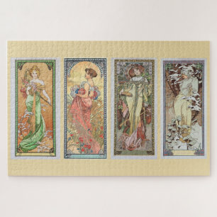 Quebra-cabeça The Four Seasons 1900: An Art Nouveau de Mucha
