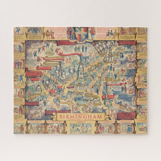 Quebra-cabeça The Heart of Birmingham, England Map (Horizontal)